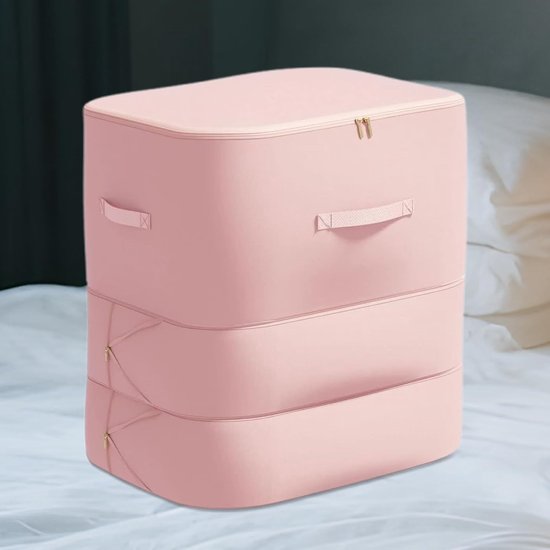 Dekens Opbergzakken - Beddengoed Organizer - Ruimte Besparen - Transparant Venster - 61 cm - Roze — afbeelding 2