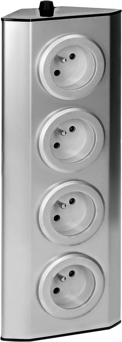 Stekkerdoos Keuken - Wandcontactdoos - Apparaten Aansluiten - Roestvrijstaal Design - 4 Stopcontacten - Zilver