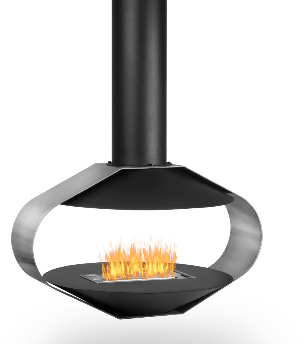 Design Hanghaard Bio-Ethanol – Zwart/Zilver – Moderne Plafondhaard voor Binnen