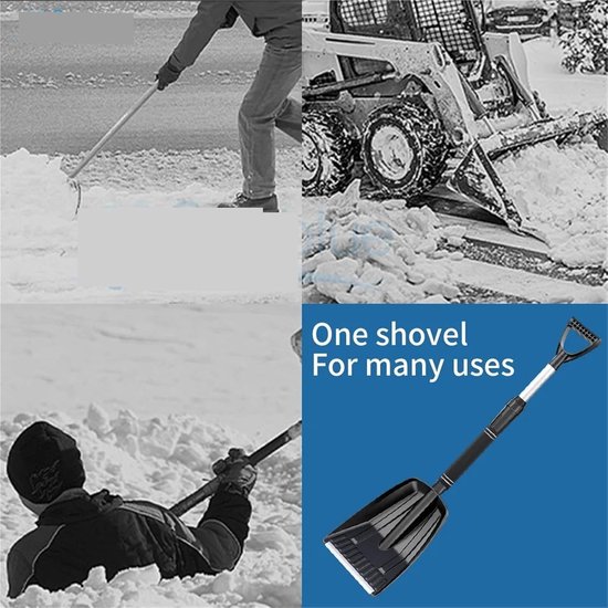 Opvouwbare sneeuwschep, draagbare sneeuwschep, spanningsvermindering met intrekbare handgreep, extra diepe sneeuwschuiver voor het graven van aarde, vuil en grind van AstroAI — afbeelding 3