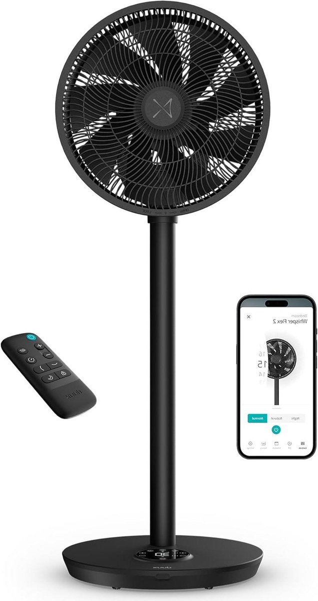 Slimme Ventilator - Stil Model - Comfortabele Koelte - 30 Snelheden - 54-92 cm - Zwart