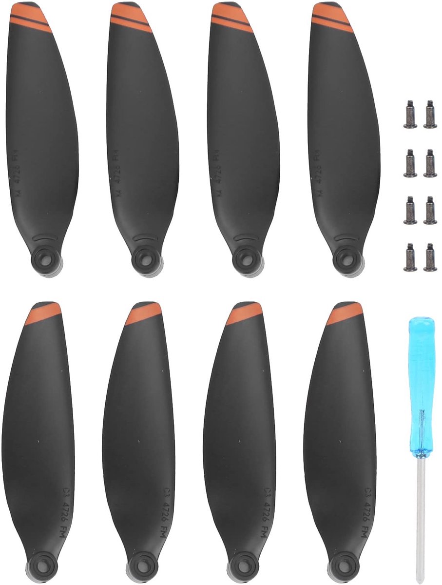 aladdien - Geluidsarme Propellers - Vervangend Onderdeel - Krachtige Trekkracht - Oranje Rand - Drone Accessoires - Geschikt voor Mavic Mini 2