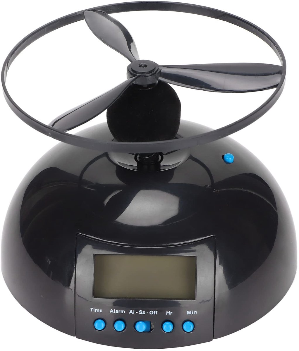 aladdien - Vliegende wekker - Digitale wekker voor slaapkamer - Helikopter chopper - Zwart - Propeller-klok - Voor zware slapers
