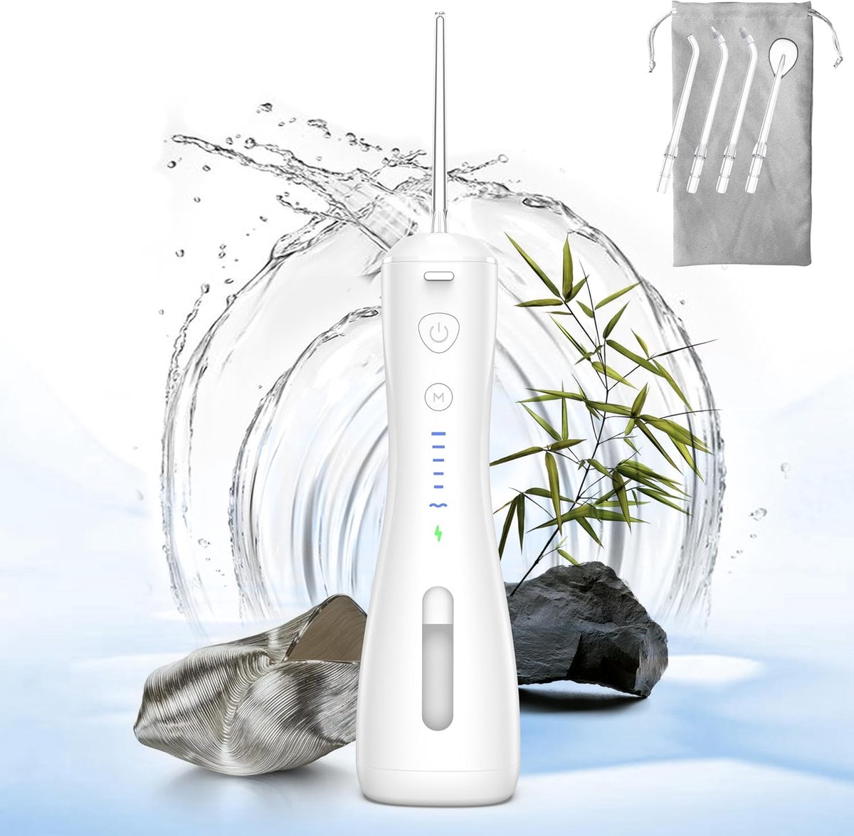 Waterflosser [draagbaar draadloos] 6 modi en IPX7 oplaadbare tandheelkundige monddouche, watertandenreiniger, waterflosser geschikt voor thuisgebruik geschikt voor orthodontische beugels en bruggen