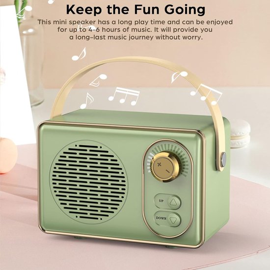 Oneay Retro Bluetooth-speaker - Vintage draagbare draadloze speaker met Bluetooth 5.0, ondersteuning voor TF-kaart, USB-stick en AUX-ingang - Paars van oneay — afbeelding 5