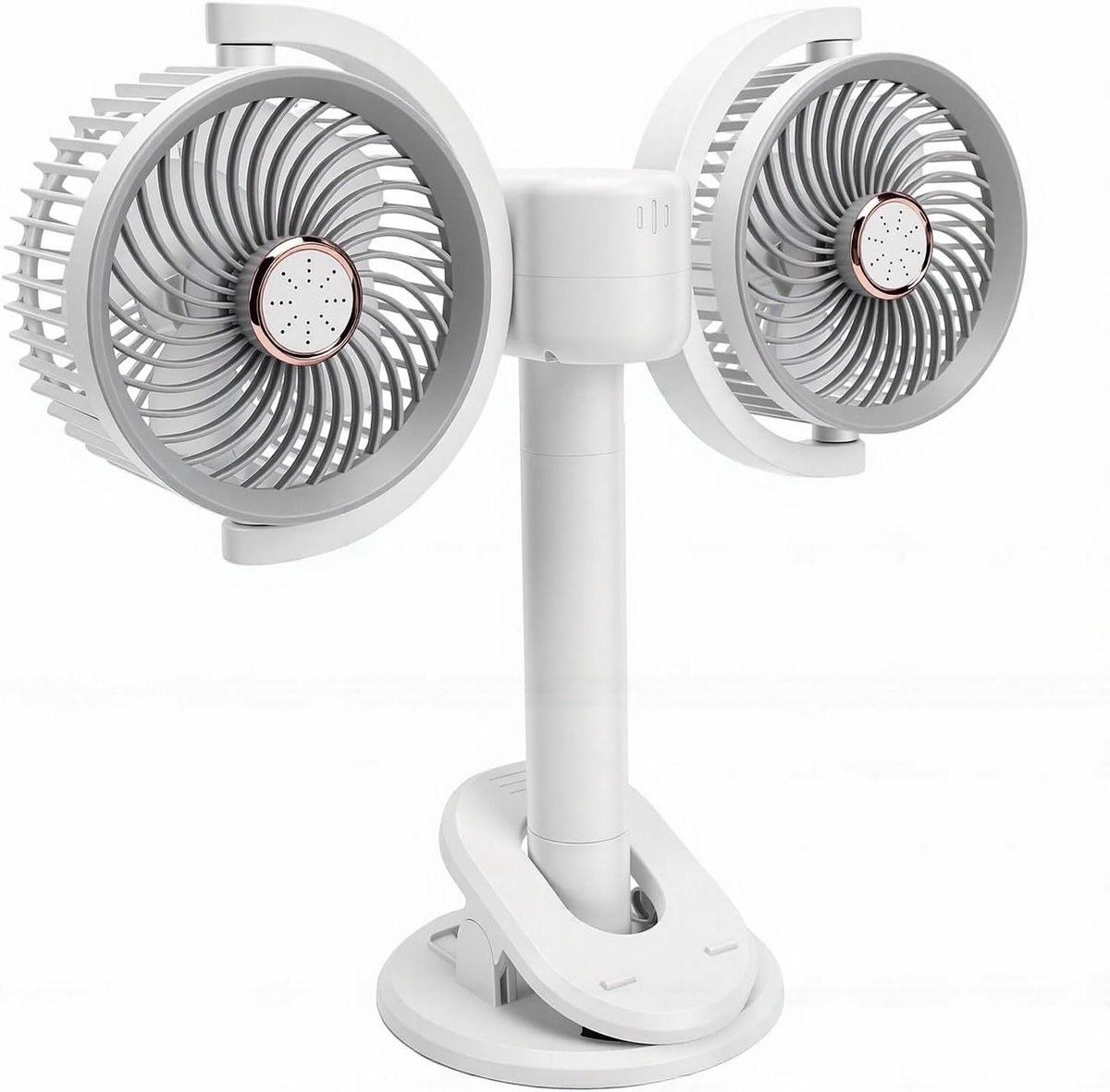 Bureauventilator Dubbele Kop - Draagbare Ventilator - Persoonlijke Koeling - 360 Graden Rotatie - 33x35x14cm - Wit
