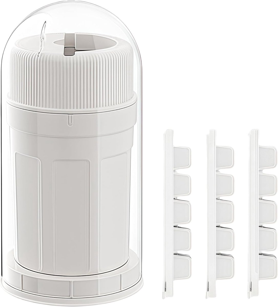 VHV - Ijsblokjesvorm - Ijsblokjesvorm met deksel - Herbruikbare ijsblokjesmachine - Met 3 stapelbare ijsbakjes met deksel en stofkap - Eenvoudig te openen met één draai - Universele 2,1 inch bekeradapter - Voor de meeste bekers - Wit