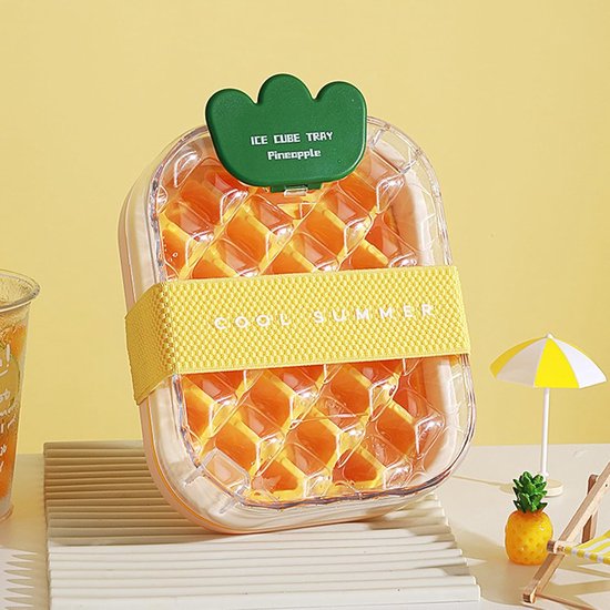 IJsblokjesmaker Beker - Draagbare Vriezer - Dranken Koelen - Lekvrij Ontwerp - 20 x 15 x 7.5 cm - Ananas Geel — afbeelding 2
