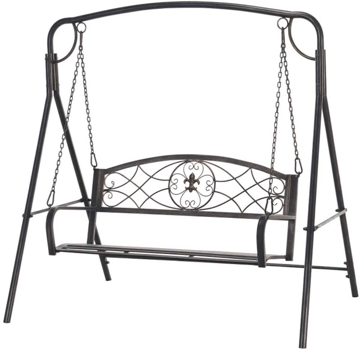 Hollywood Schommel - Houten Schommelbank - 2-zits Tuinbank - Vintage Design - Messing Look - Tuinschommel 2 Personen - tot 220 kg - Schommelstoel - Tuinmeubelen - voor Tuin, Terras, Balkon