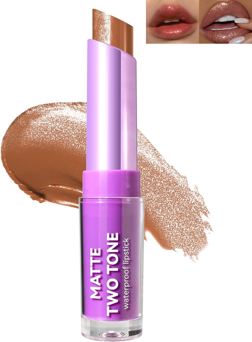 Tweekleurige Glitter Matte Lippenstift Balsem Langhoudend
