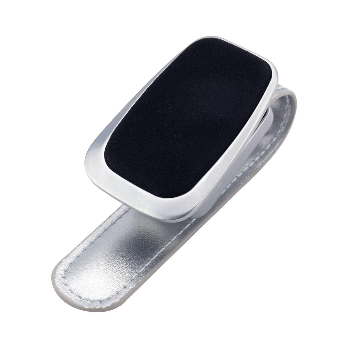 aladdien - Zonnebril Houder - Handige Clip voor Zonnevisier - PU Leer - Zwart - Auto Accessoire - Makkelijk in gebruik - Geschikt voor de meeste aut..