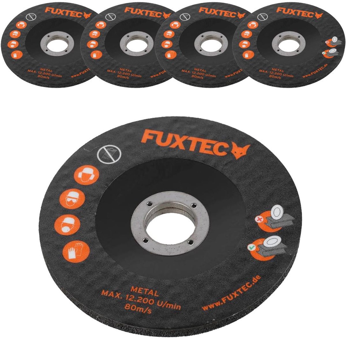 5 slijpschijven voor slijpmachines - FUXTEC E1WS20 - 115x6x22mm
