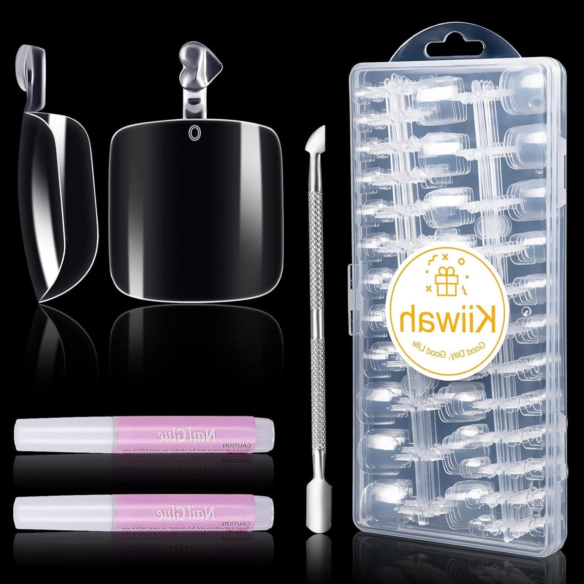 240 Stuks Kunstmatige Valse Teennagels, Transparante Franse Acryl Teennagels met Volledige Bedekking, Inclusief Doos en Lijm voor Nagelsalons en DIY Nagelkunst