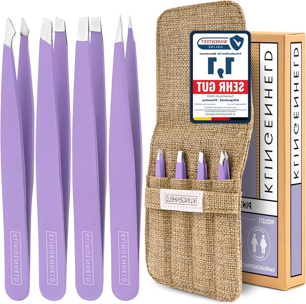 Pincet set - Precisie tools - Haren verwijderen - Handgeslepen punten - 4 stuks - Paars