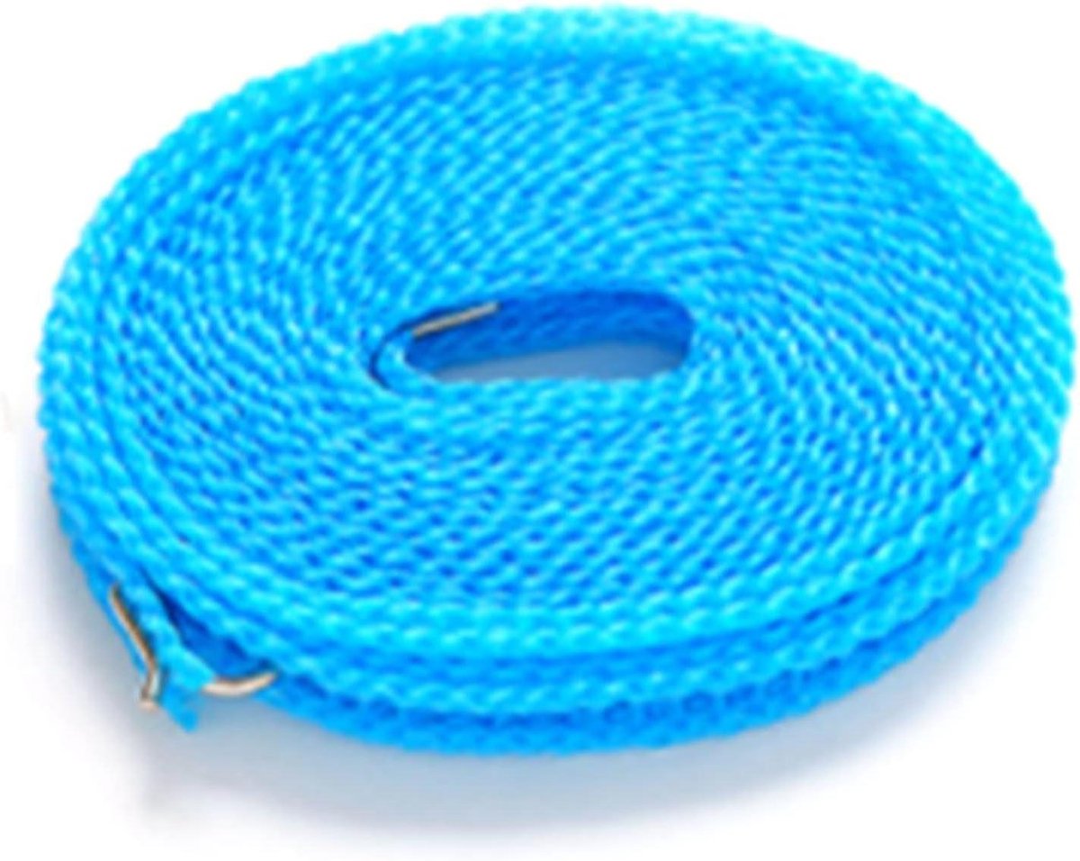 Waslijn - Wasdraad - Buiten Droge Kleding - Winddicht Stabiel - 8 Meter - Blauw