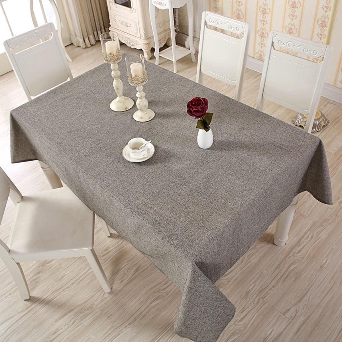 Tafelkleed - Linnen doek - Eettafel decoratie - Machinewasbaar - 90x90 cm - Grijs