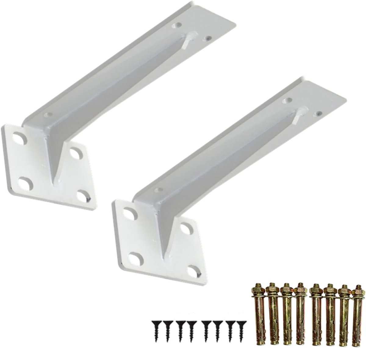 Plankdragers - Wandsteunen - Opbergen en Decoreren - Versterkte L-vorm - 40 cm - Wit