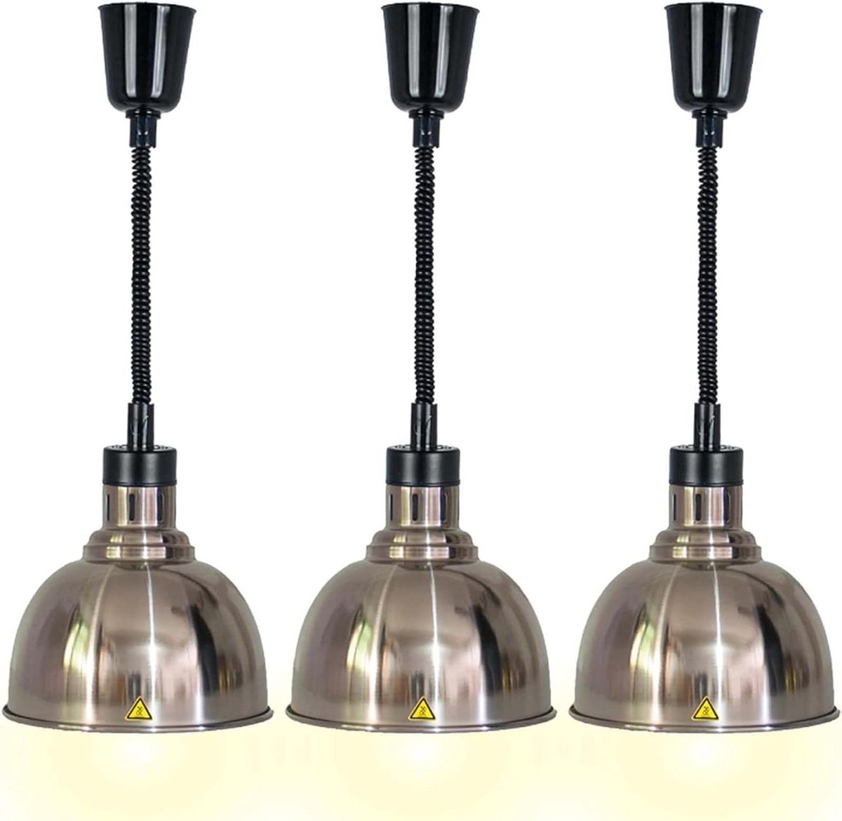 Voedselverwarmer Lamp - Warmhoudlamp Buffet - Eten Warm Houden - Roestvrij Staal - 3 stuks - Zilver