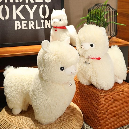Pluche Knuffeldier - Zacht Speelgoed - Kinderen Knuffelen - Met Rinkelende Bel - 25 cm - Wit — afbeelding 4