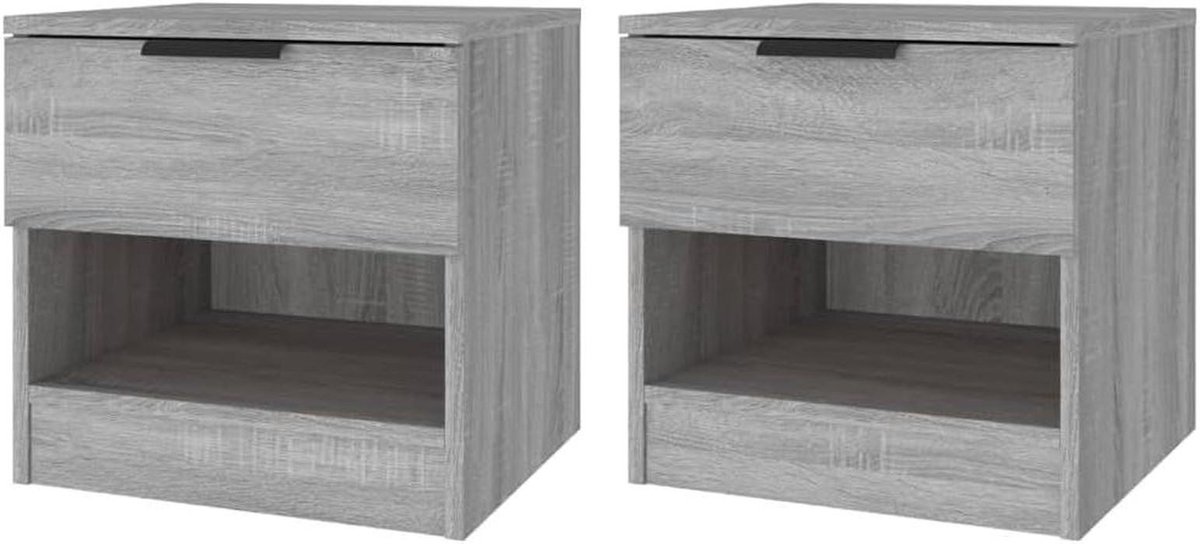 Nachtkastjes Set - Slaapkamerkast Telefoonkast - Opbergen Slaapkamer - Bewerkt Hout - 39 x 40 x 40 cm