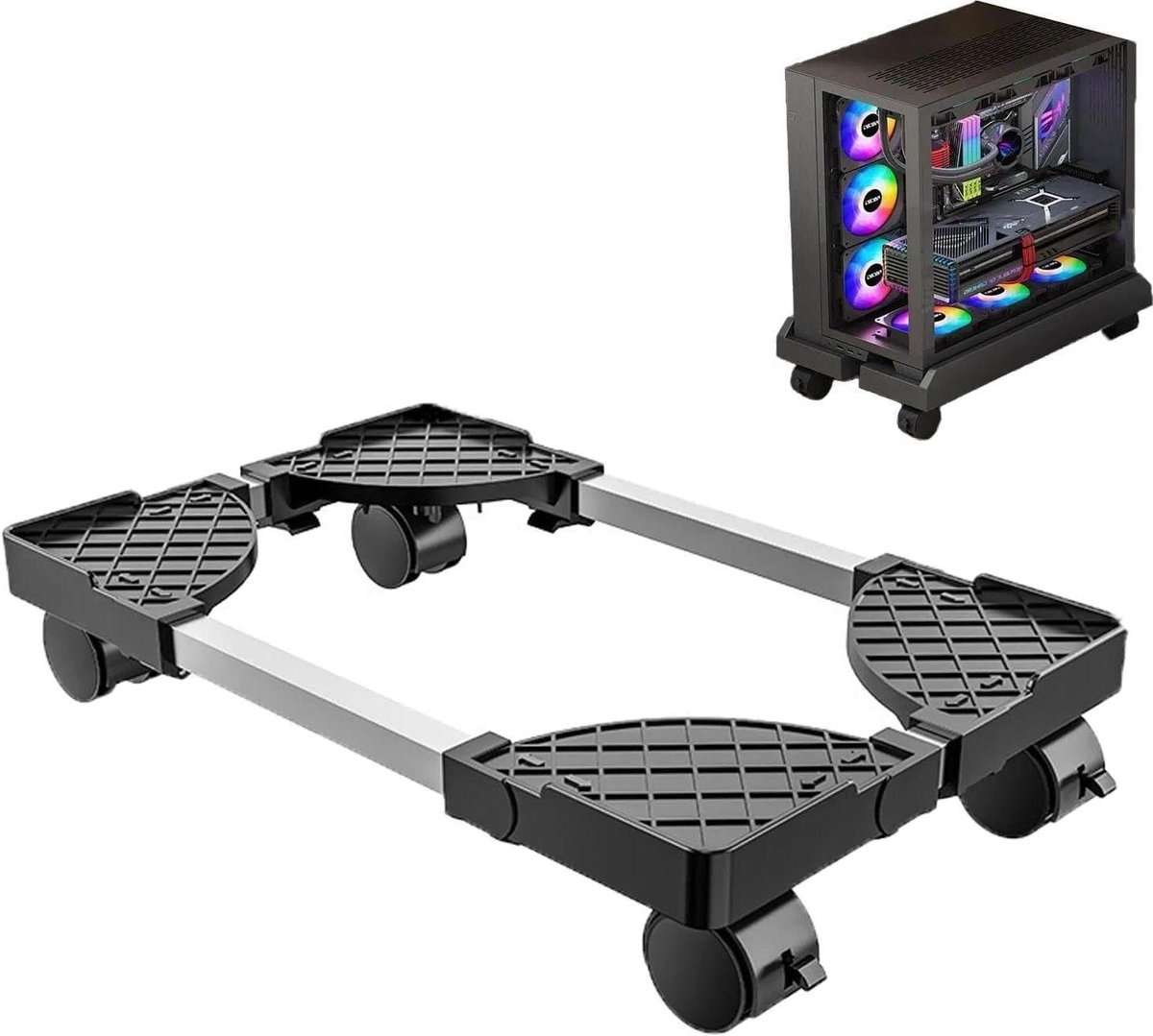 Computerstandaard - PC verhoger - Warmteafvoer - Verstelbare breedte - 22-52 cm - Zwart