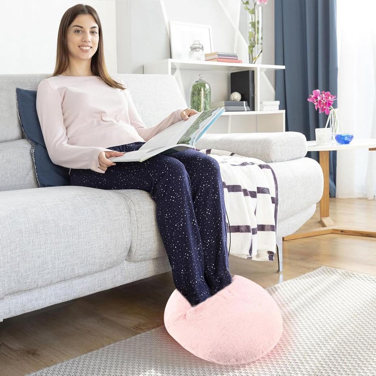 Elektrische Voetenwarmer - Verwarmingsmat Voeten - Comfort Binnen - Zachte Pluche Voering - 32 x 28 cm - Grijs