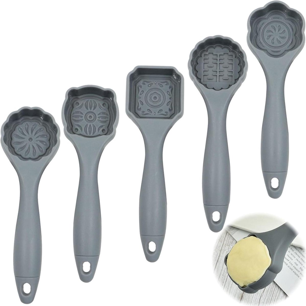Maancakevorm Set - Bakvorm Gebak - Zelf Bakken - Veilig PP Materiaal - 5 Stuks - Grijs