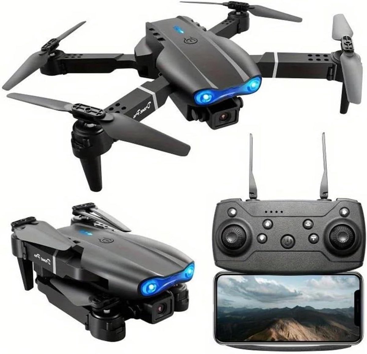 HD Drone - RC Vliegtuig - Luchtfotografie Maken - Dubbele Camera - 1000 Meter Bereik - Zwart