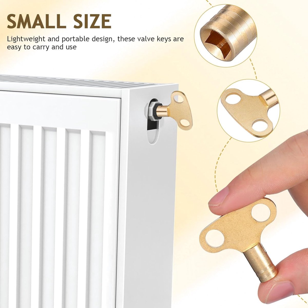 Radiator Ontluchtingssleutel - Verwarmingssleutel - Systeem Onderhoud - Vierkant 5x5mm - 3.7 cm - Goud