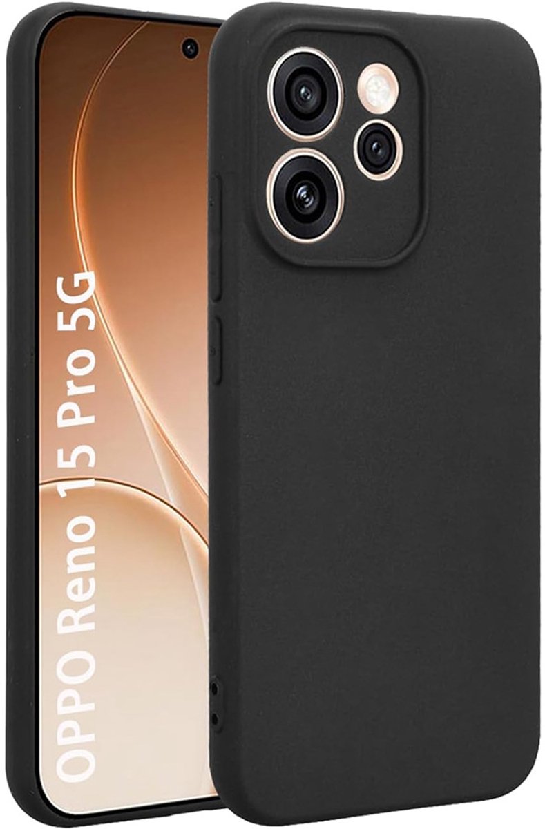 CaseBoutique TPU Case hoesje geschikt voor Oppo Reno15 Pro 5G - Effen Zwart - TPU (Zacht)