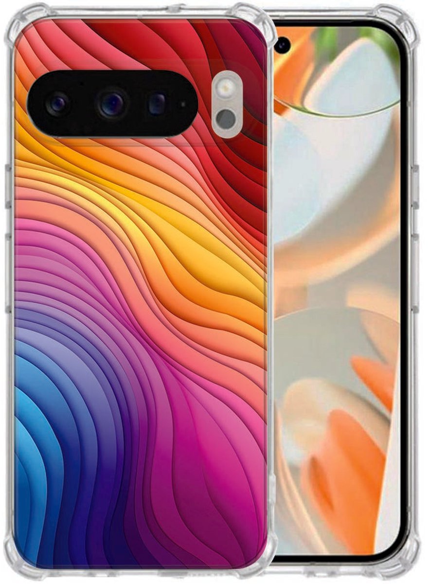 Google Pixel 10 Pro XL Hoesje Regenboog TPU Valbestendig