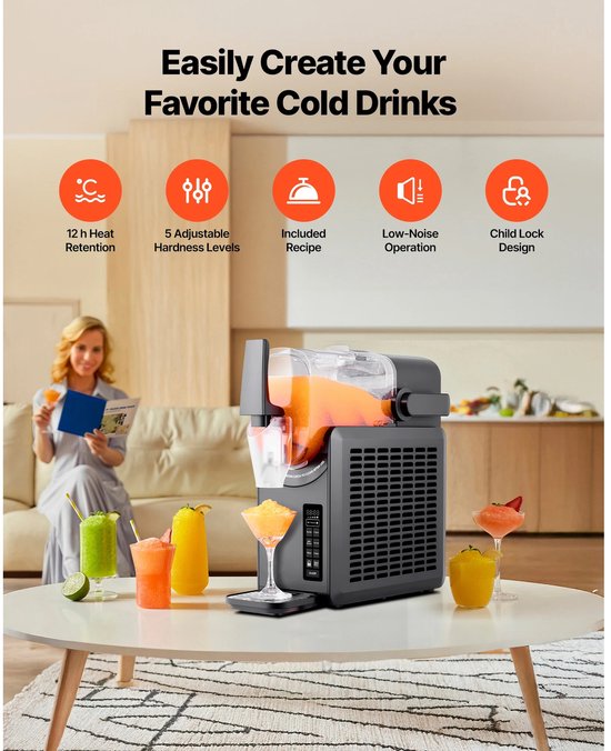 Milova Slushpuppy maker - Slush Puppie - Slushie machine - Slush maker - 2.6L - Bevroren drankjes - Zomer drankjes - Cocktail, smoothie, milkshakes - Zelfreinigend - Geen ijs nodig - 5 progamma's van Merkloos — afbeelding 5