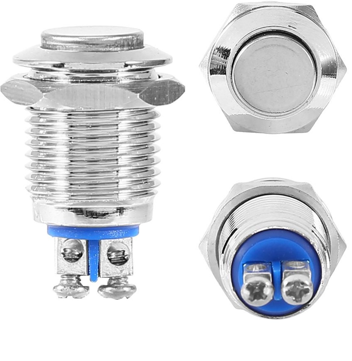 ONF3 - Kleine Momentschakelaar - Drukknop - Waterdicht - Zilver - Elektrische Schakelaar - 12v - Geschikt voor Paneelmontage - Compact formaat