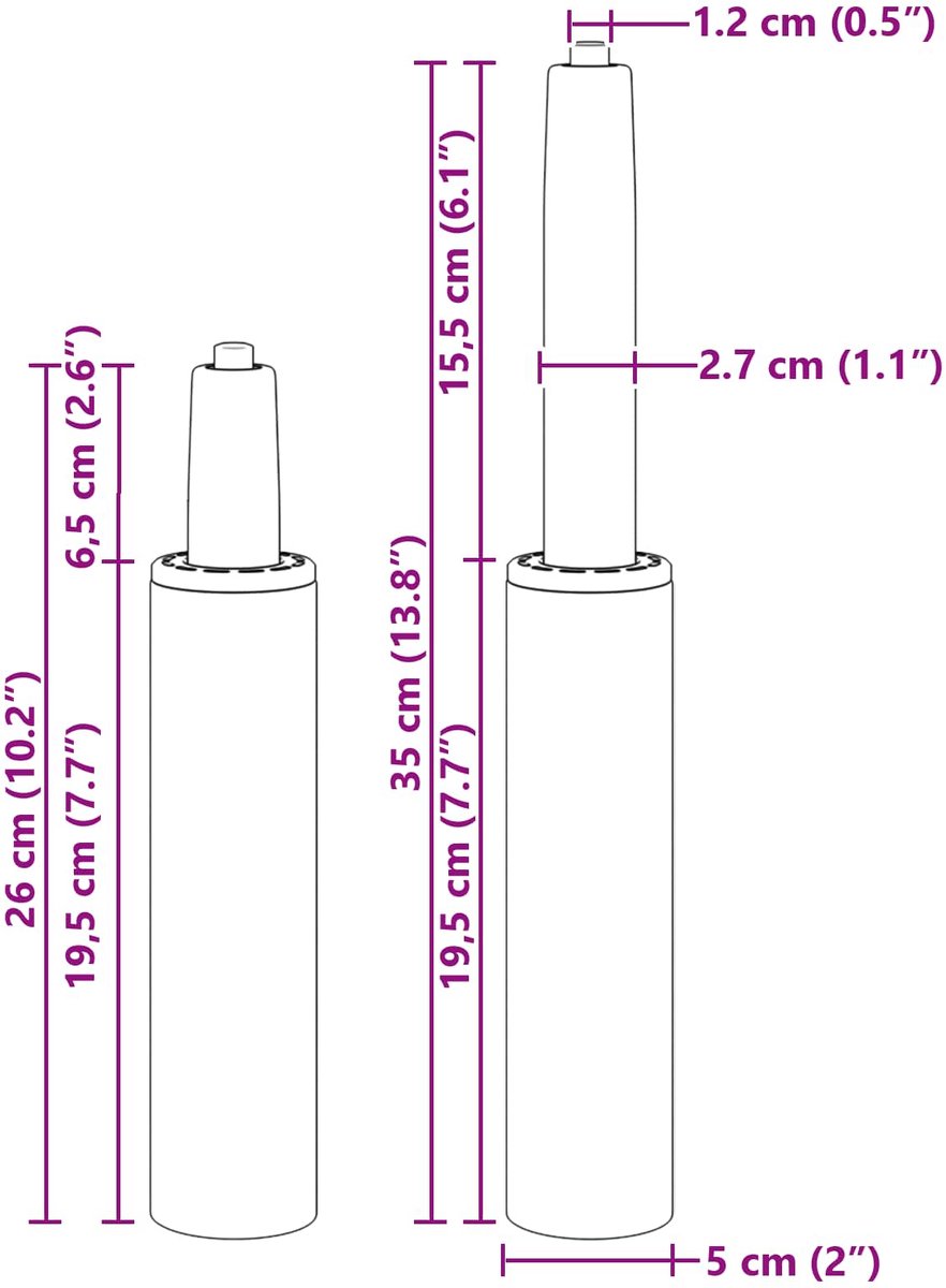 vidaXL Bureaustoel - Gas - Cilinder - Zwart - 261-351 - mm - IJzer