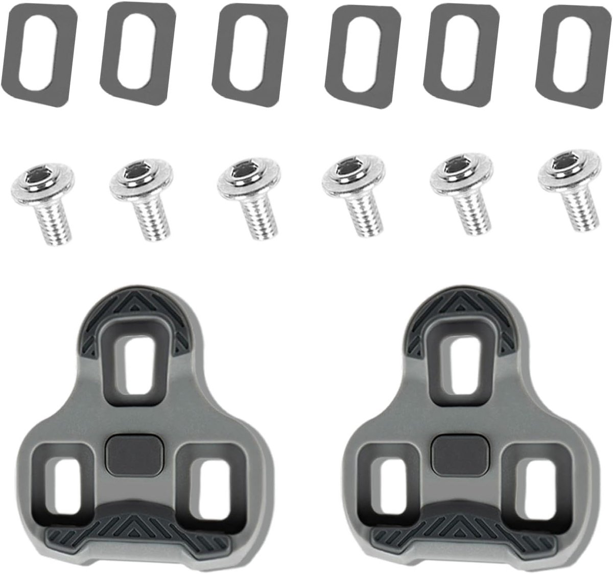 Bicycle Grip Cleats Set voor Look Keo Pedalen - 4.5° MTB en Wegfiets Accessoires, Grijze Pedalenplaatjes voor Verbeterde Grip en Stabiliteit