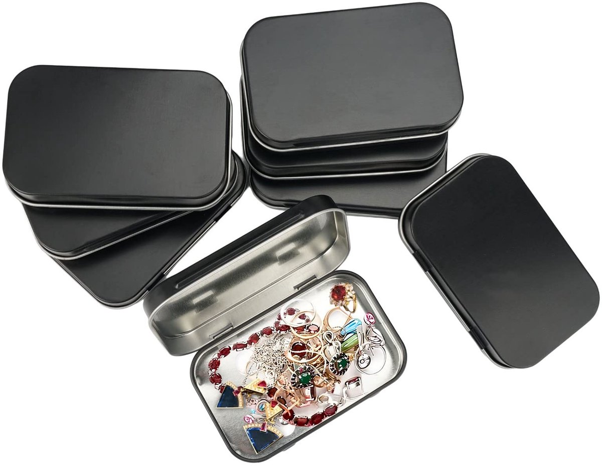 aladdien - Klein Blikjes Met Deksel - Opbergdozen - Metalen Blikjes - Zwart - Mini-blikjes Voor Snoep - Set Van 8 Stuks