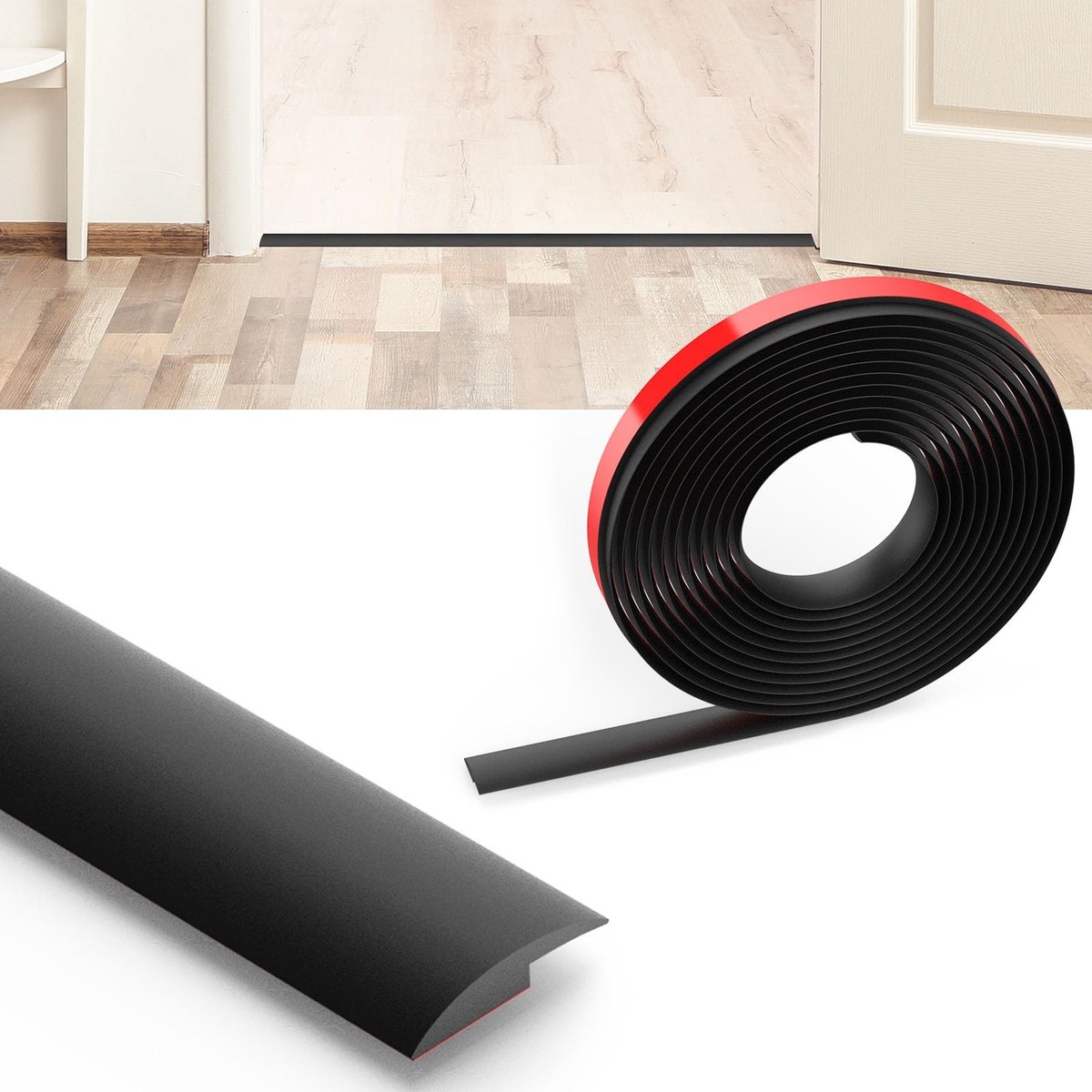 aladdien - Laminaatvloerbegrenzer - PVC Vloerverdeler - Zelfklevende Drempelstrip - 3mm Zw