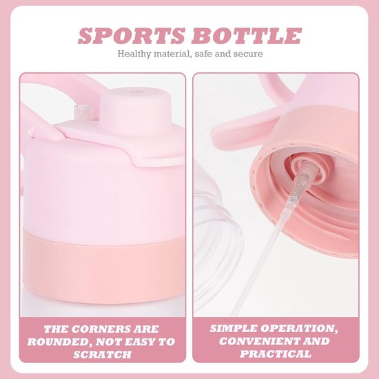 Waterfles - Spray Sportfles - Sportbidon - Waterfles met spray - Met Verfrissende Spray - Anti-lek - Stevig & Licht - Voor Gym, School, Reizen - Roze - 650 ml — afbeelding 3