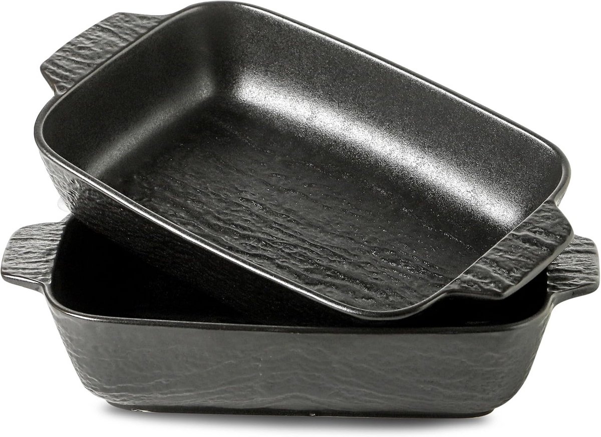 Set van 2 Rechthoekige Keramische Ovenschalen voor Lasagne en Taart