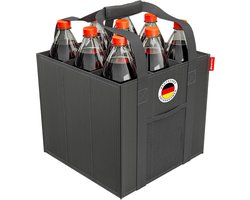 ATHLON TOOLS Bottle Bag with 6 Compartments, 1.5 Litres Each, Foldable, Water-Repellent Shopping Bag with Dividers and Handles, Bottle Carrier for Water, Wine and Beer, Black, Black, Bottle Bag