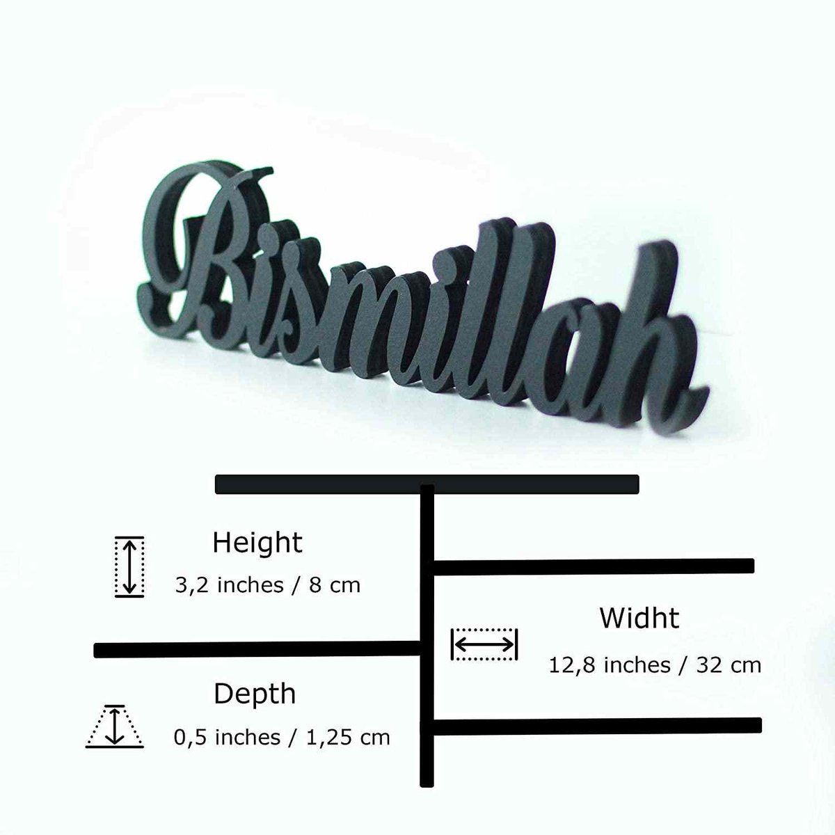 Bismillah - Islamitische Decor - Ramadan Cadeau - Ramadan Decor - Islamitische Decoratie - Eid Cadeau - Housewarming Cadeau - Zwart