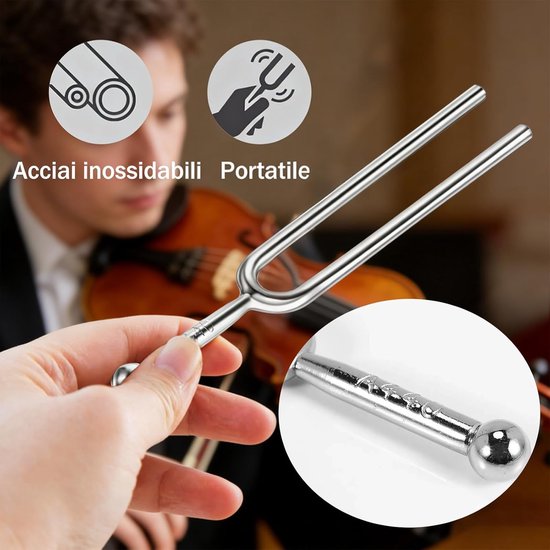Stemvork - Muziek Stemmer - Instrumenten Stemmen - 440 Hz Frequentie - 12 cm - Zilverkleurig — afbeelding 2