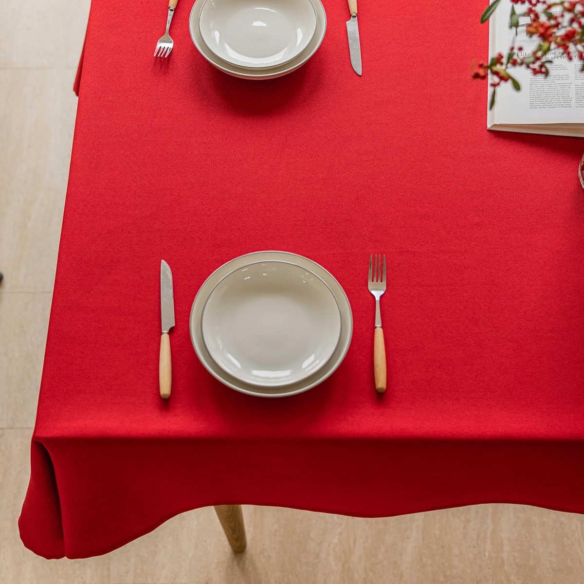 Tafelkleed - Dinerkleed - Feestelijke Decoratie - Waterbestendige Coating - 260 x 140 cm - Rood