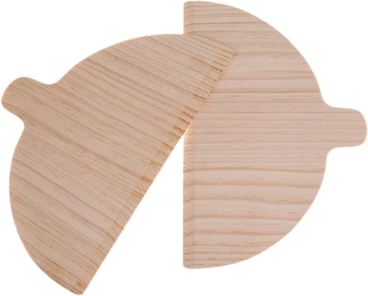 Pizzaschep Hout - Bakspatel Set - Pizza Bakken - Halfrond Ontwerp - Set van 2 - Natuurlijk Hout