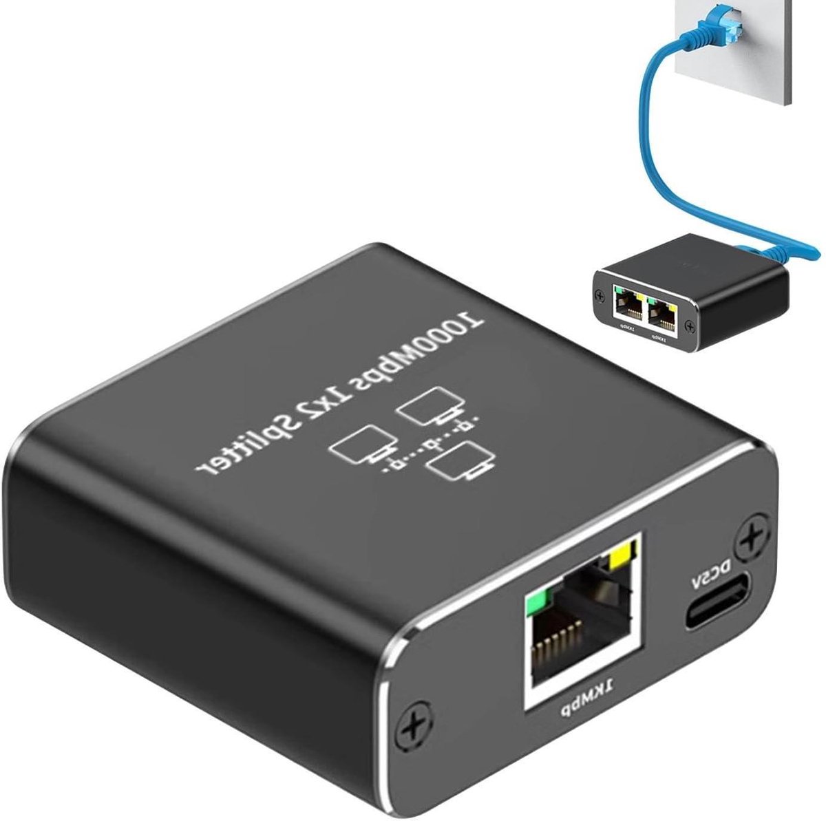 Ethernet Splitter - LAN Hub - Internet Delen - 1000 Mbps Snelheid - Compact Ontwerp - Zwart