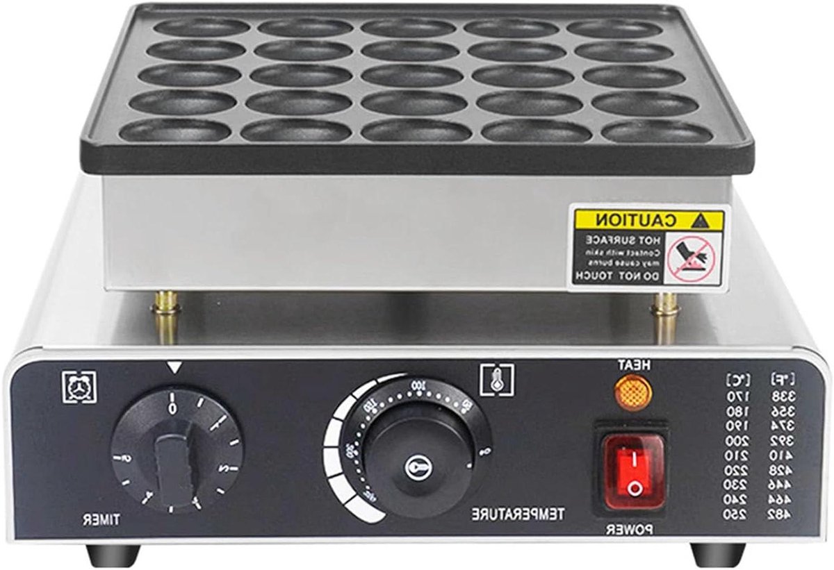 Mini Pannenkoek Maker - Apparaat Snacks - Snacks Maken - 25 Stuks Tegelijk - 45 mm Gat - Zilver