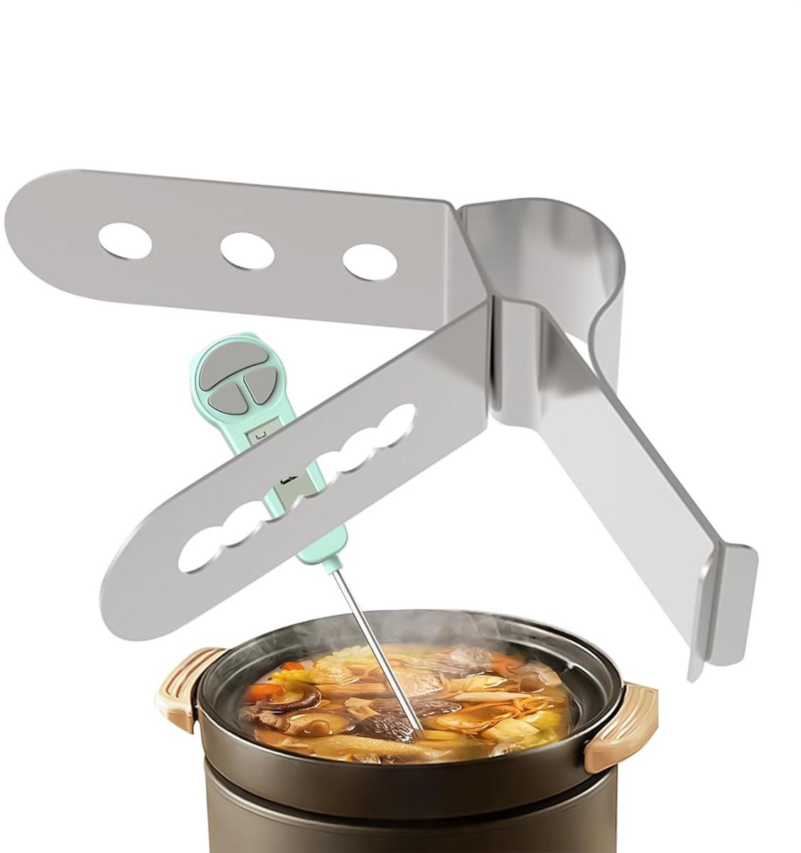 Temperatuurmeter clip - Sonde houder - Keuken koken - Spatbescherming - 8 cm lengte - Zilver