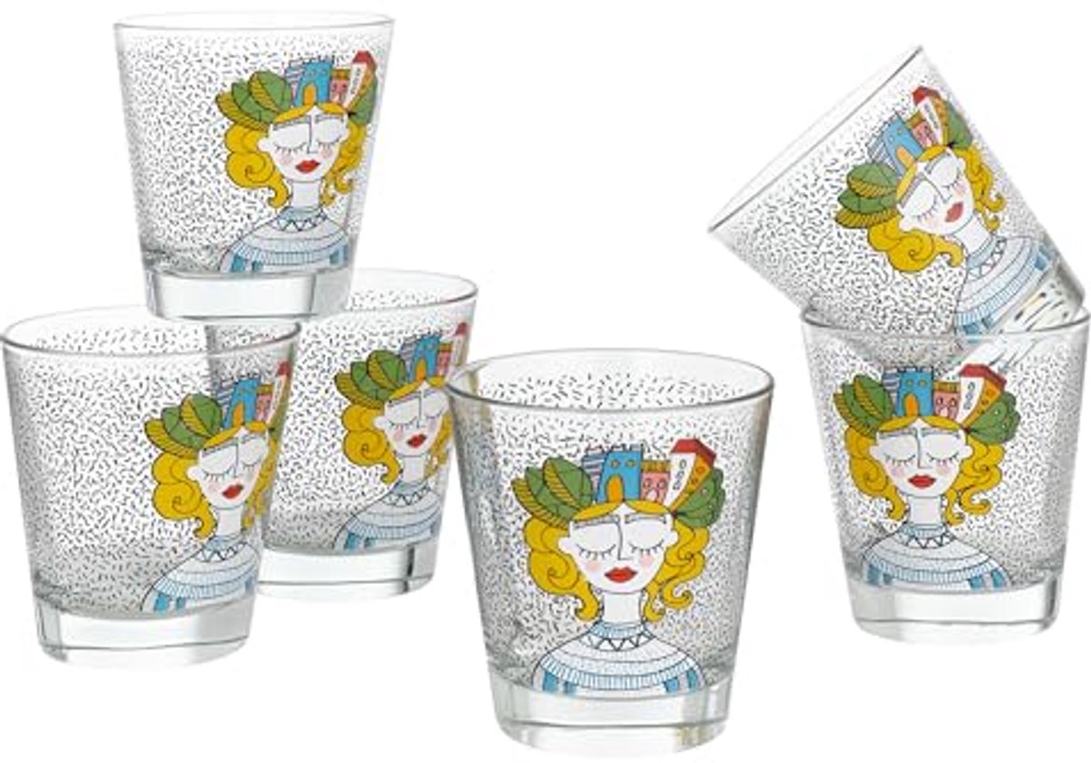 Set van 6 kleurrijke waterglazen - Vaatwasserbestendig - 25 cl