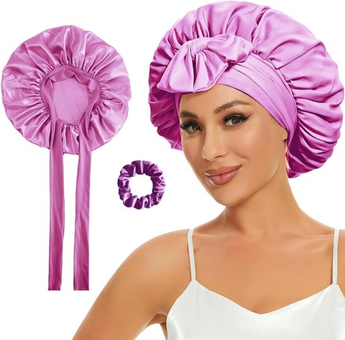 Zijden slaapmuts voor haarbescherming - Roze - Vrouwen - Comfortabel slapen