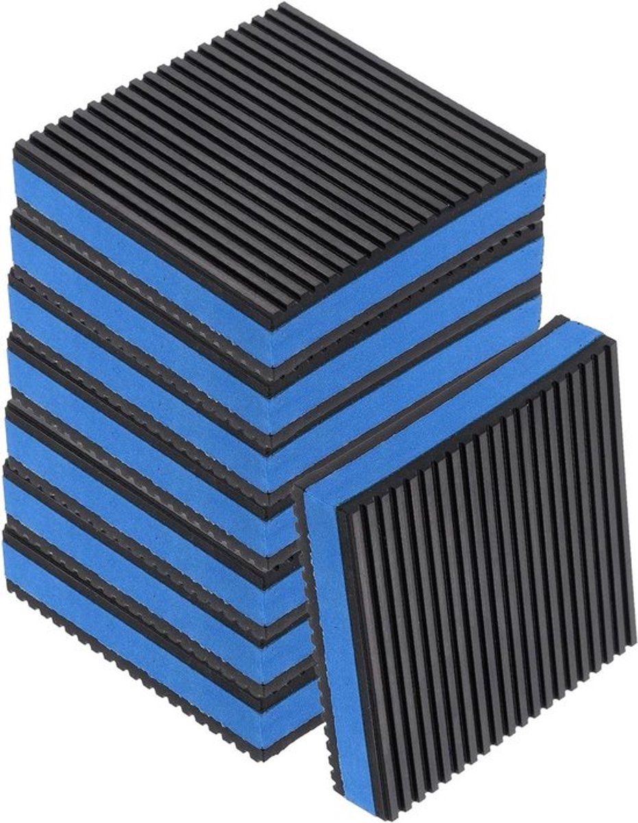Set van 8 anti-trilpads voor wasmachine - Geluidsisolerende rubberen dempers - Trilisolatiepads met EVA-centrum - Zwart/Blauw